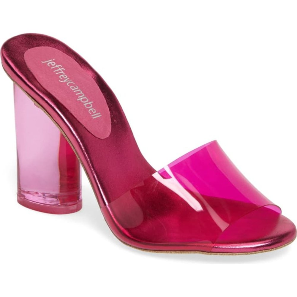 Jeffrey Campbell Minuit Pink Lucite Slip On Sandal